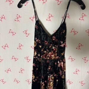La Hearts Black Floral Velvet Jumpsuit